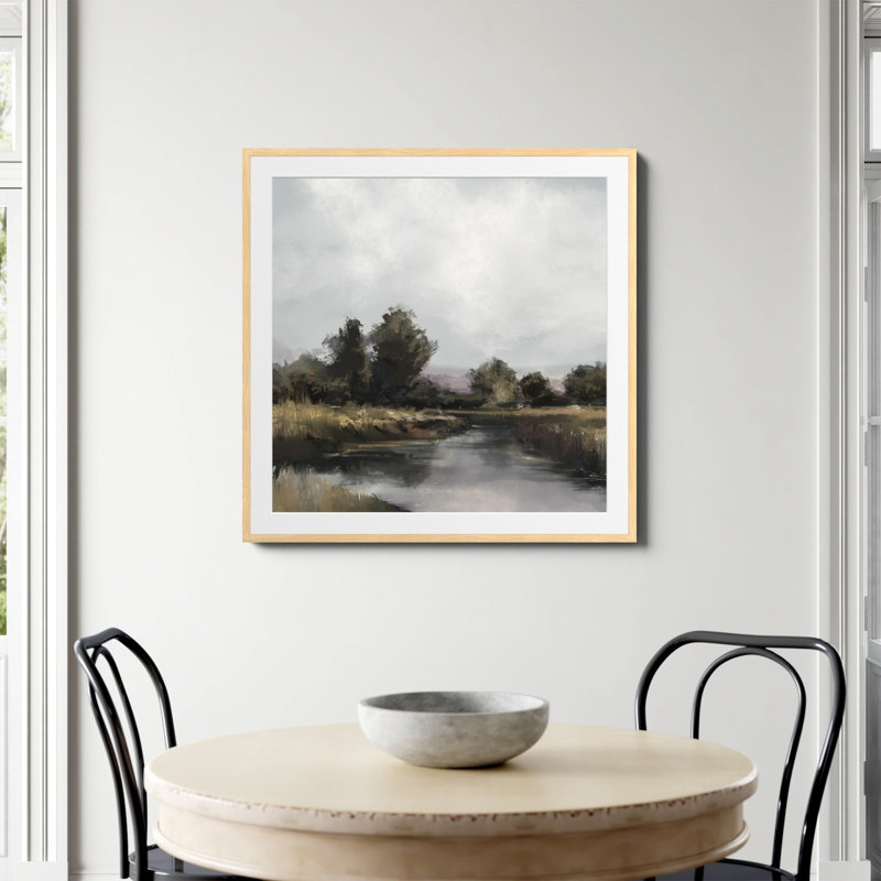Imprimé «Spring River» par Dan Hobday, Oui, H 36 po x l 36 po, Papier avec cadre photo en érable