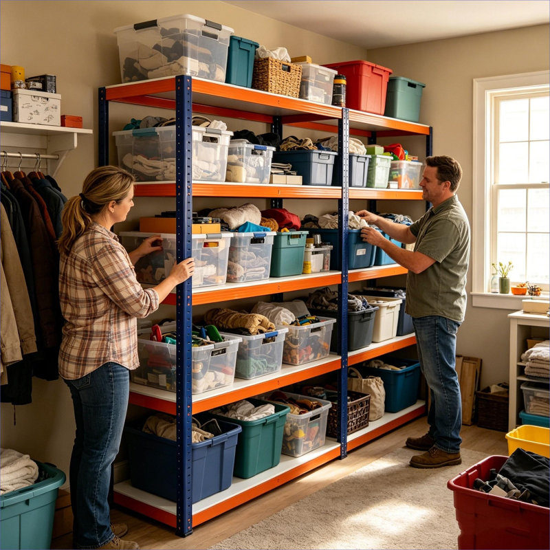 Étagères de rangement 71 pouces en fer bleu riche à 71 niveaux, unité de rangement robuste pour le garage et l'organisation domestique