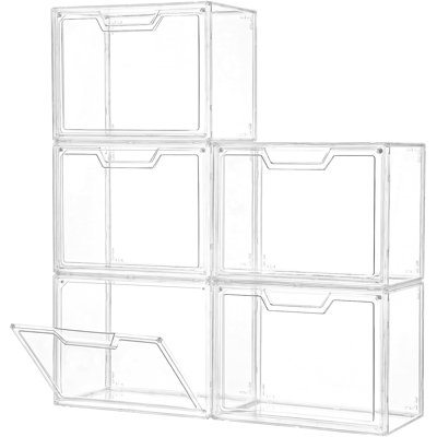 Vitrine empilable en acrylique transparent avec portes magnétiques - Bac de rangement et sac à main 14,2 "x 8,7" x 10,6 "