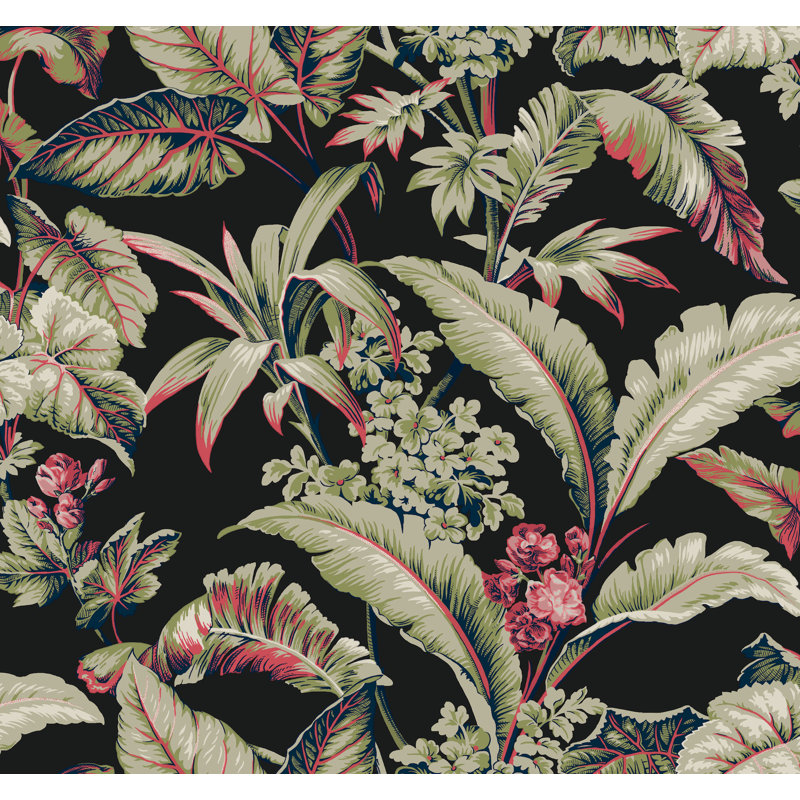 Mystic Isle Floral Wallpaper Double Roll by Ronald Redding, Black