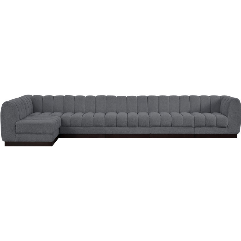 Quinn 6 - Piece Upholstered Sectional, Grey Chenille Fabric