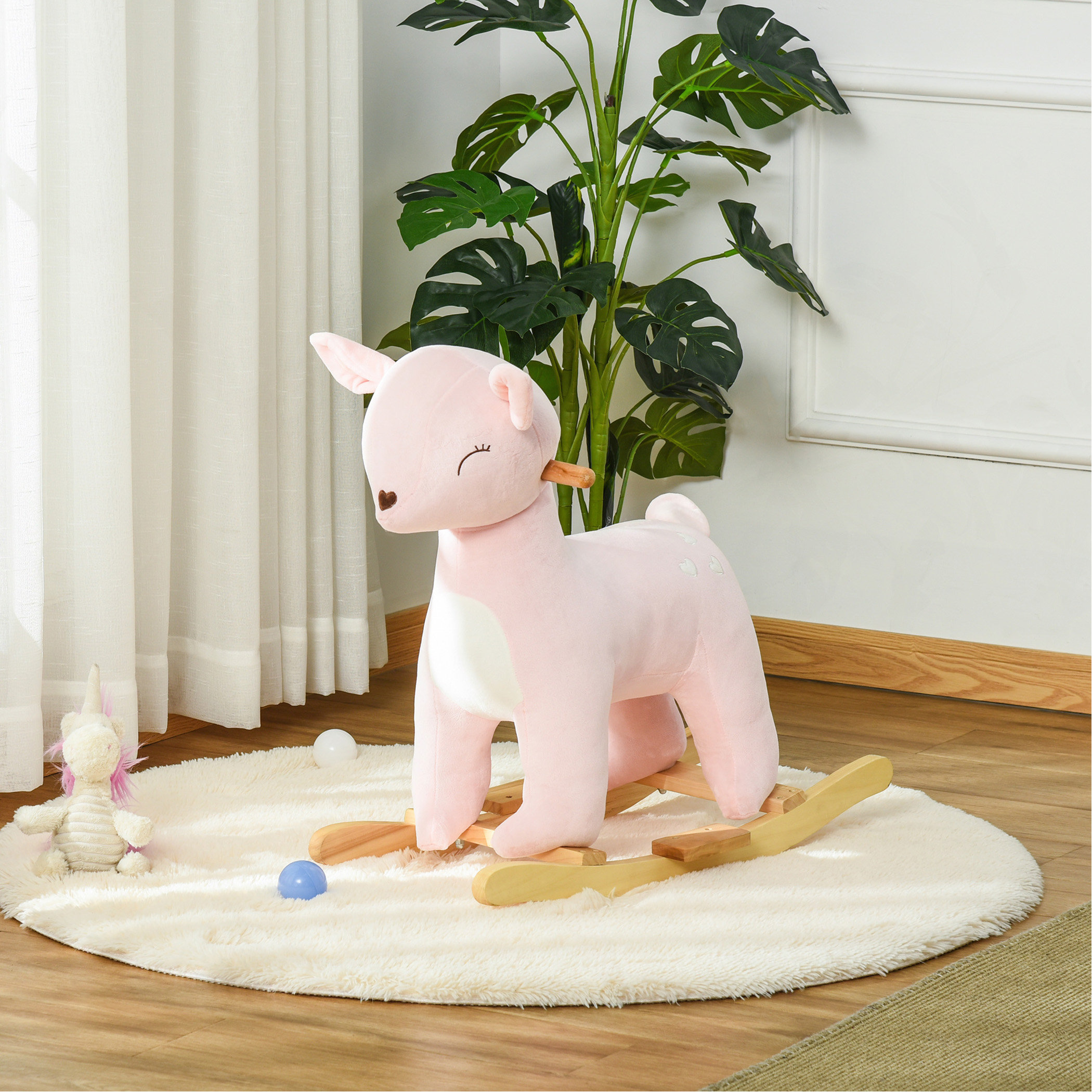 Deer Rocker Jiafan Qaba Kids Plush Ride-On Rocking Horse Deer-Shaped Plush Toy ...