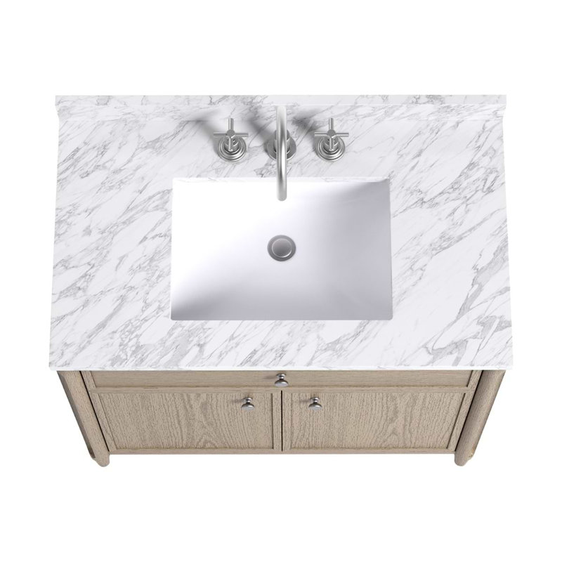 TileBar Studio Vanities Ashford Vanity with Top, 36" W, Carrara Marble