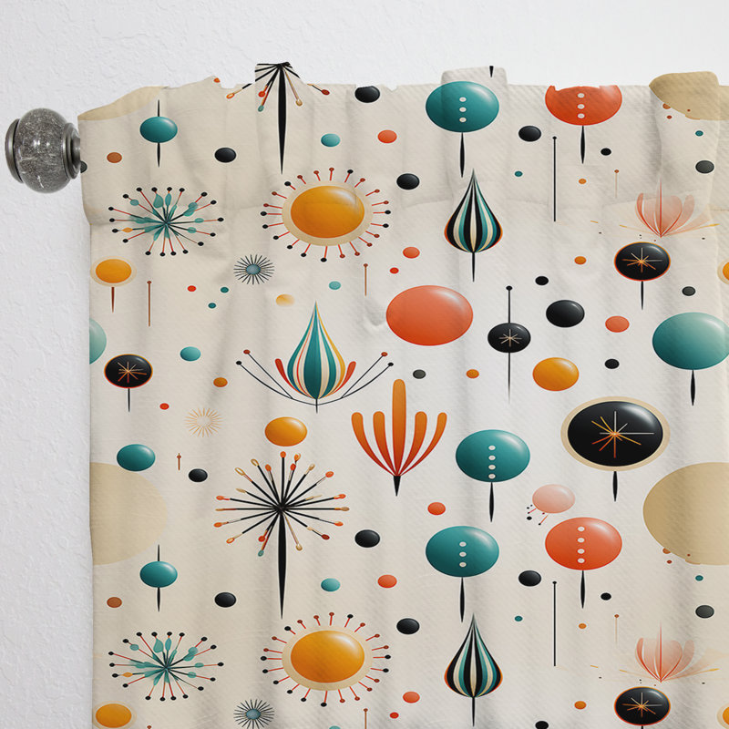 Atomic Retro Revival - Mid-Century Curtain - Velvet Room Darkening - 1 Panel, 52" W x 120" L