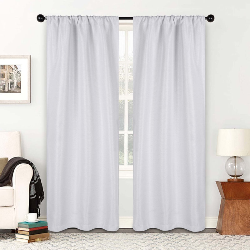 Polyester Thermal Insulated Room Darkening Curtain Panels, Platinum, 26" W x 84" L