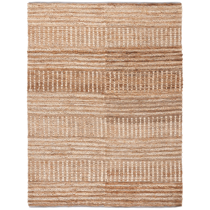 Najla Natural Fiber Hand Woven Jute Striped Rug, Rectangle 8' x 10'