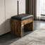 Table de coiffeuse compacte avec lumières DEL réglables, prise de courant, support pour sèche-cheveux et tabouret pour les petites chambres-129372702