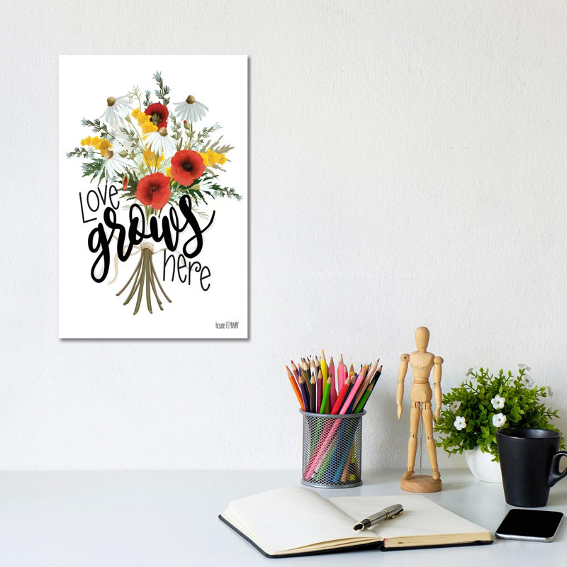 Love Grows Here 1 Piece Wrapped Canvas Wall Art, 20.32 cm H x 30.48 cm W