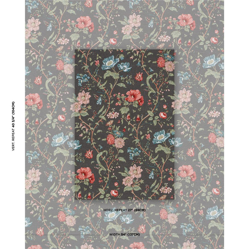 Giselle Floral Fabric, Noir