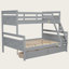 Twin Over Full Bunk Bed with Ladder and Two Storage Drawers, Convertible Solid Wood Frame with Safety Guardrails-1992153482