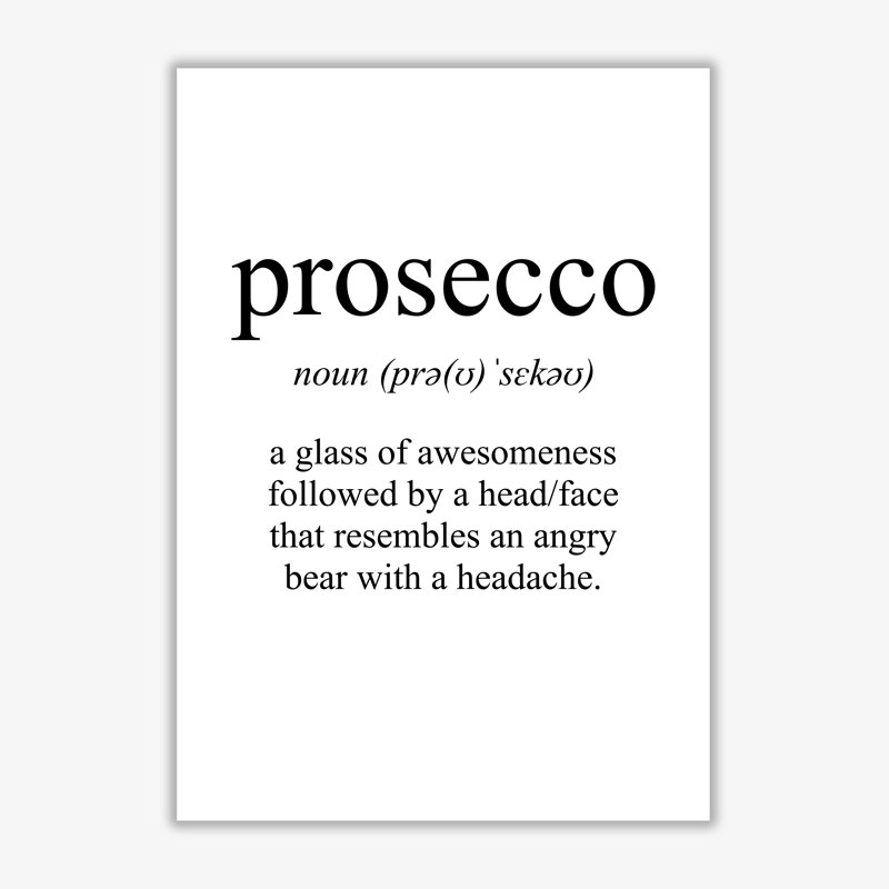 Prosecco - Rectangle Print Typography, 30 cm H x 21 cm W x 1 cm D, No Frame