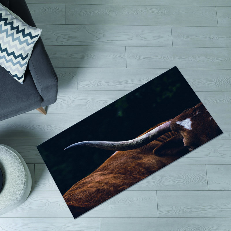 Scenic Mountain Landscape Printed Rug in Vibrant Colors Made from Durable Thin Non-Woven Material Perfect for Adding A Touch of Nature to Any Room in Your Home