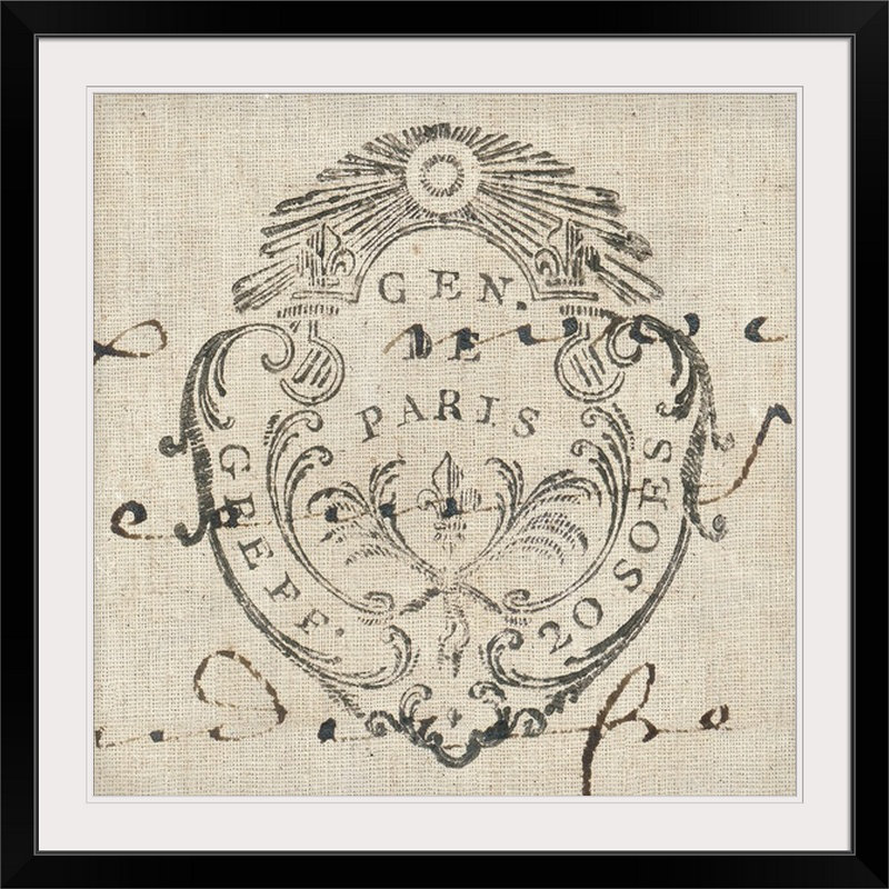 « i », impression Letter Crest, Cadre noir, H 24 po x l 24 po x P 1 po