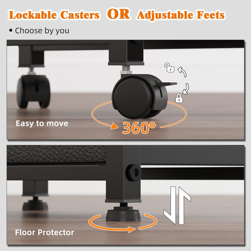 Black Mobile 2-Drawer File Cabinet with Extended Desktop