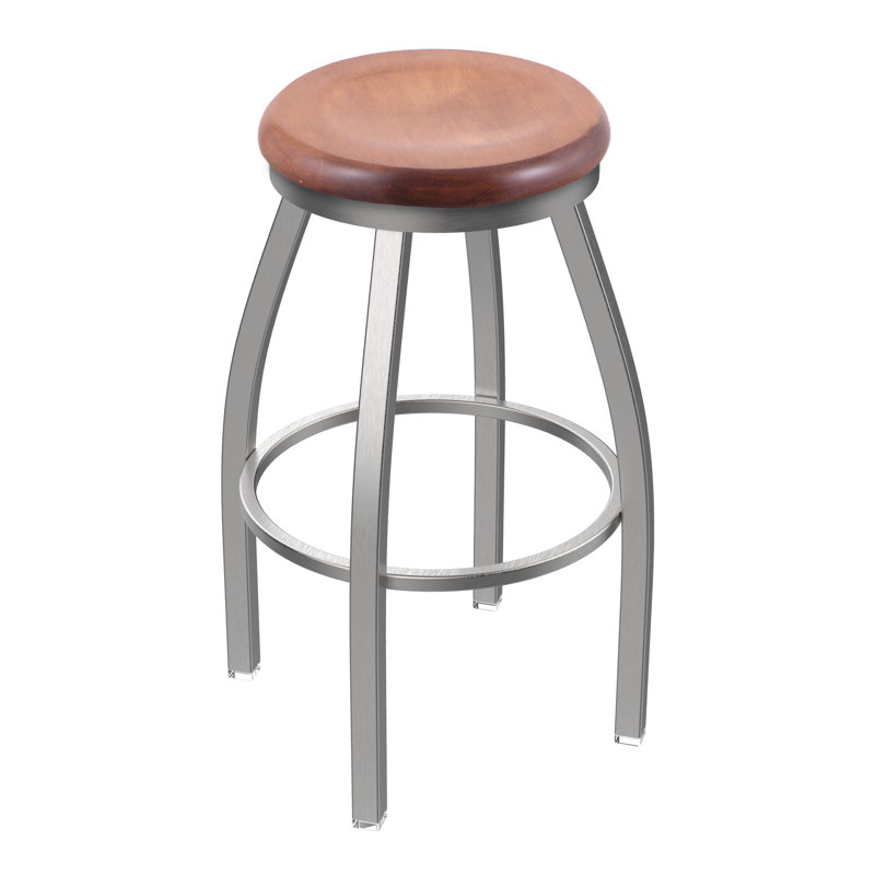 802 Misha Swivel Bar Stool, Bronze, Medium Maple, Extra Tall (36" Seat Height)