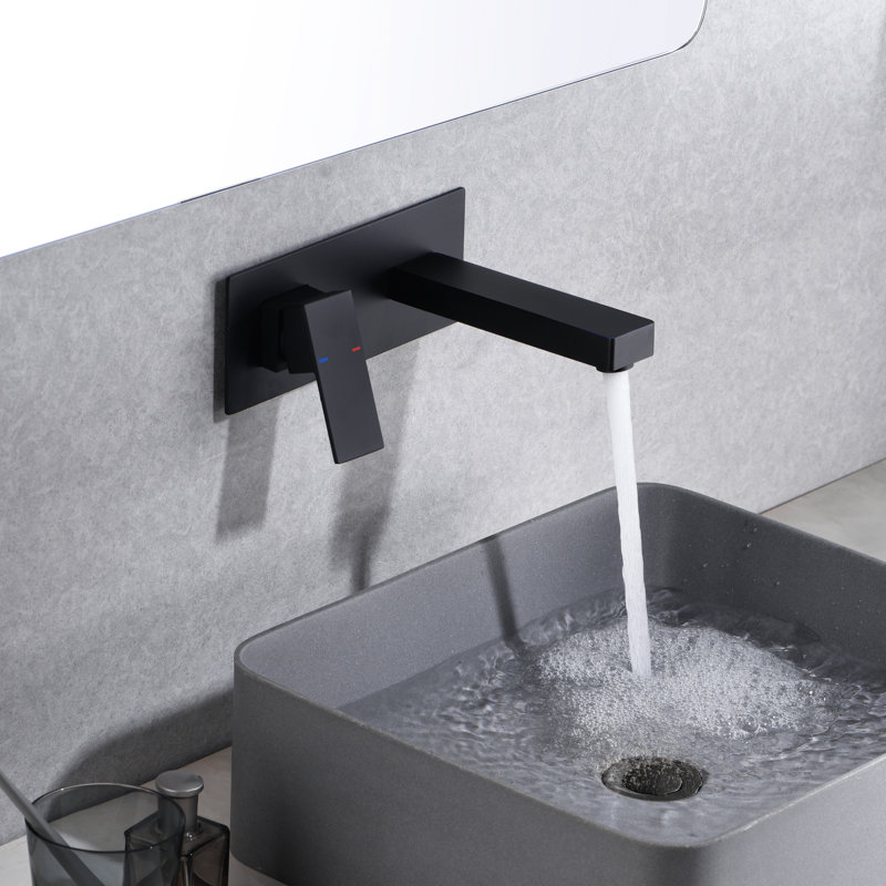 Bathroom Vanity faucet, Vanities Faucets Wall Sink Faucet Single Hole with Left-Handed, Matte Black