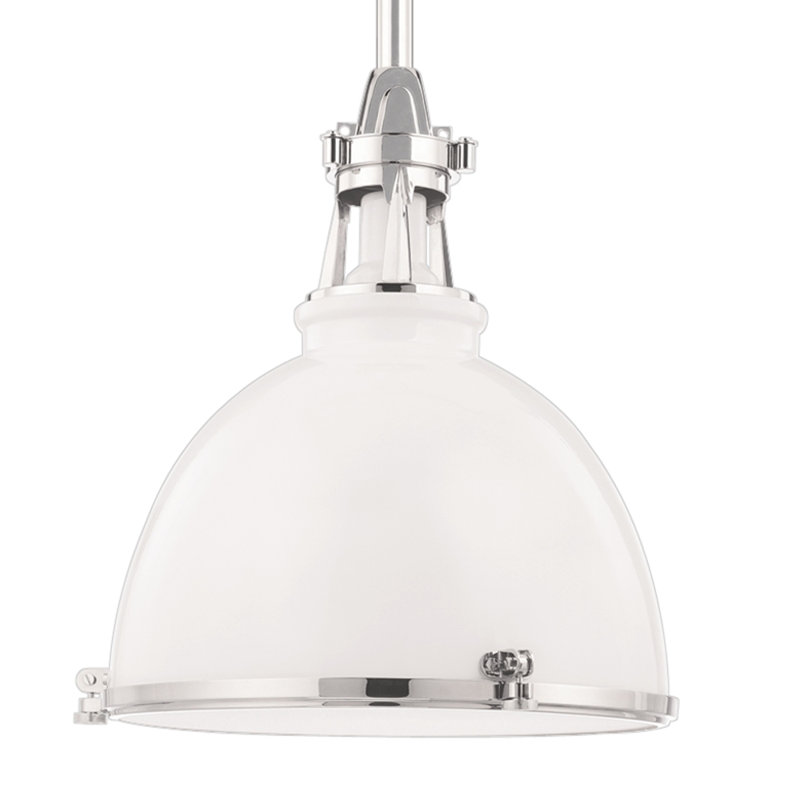 Massena 1 - Light Single Pendant, White Polished Nickel, Polished Nickel