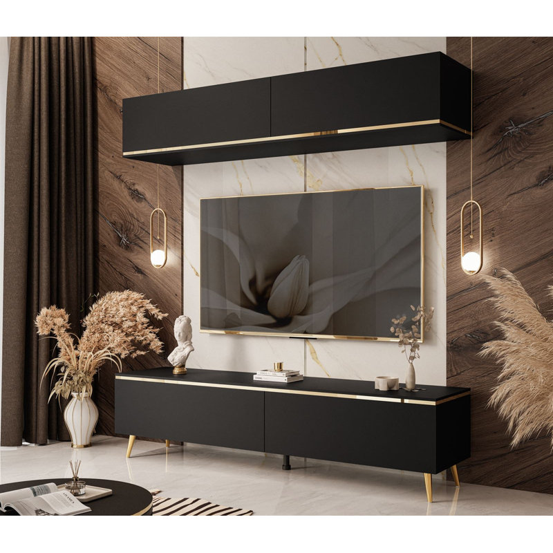 AURORA TV Stand on Legs, Black