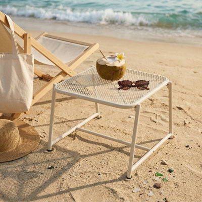 Minimalist Iron Mesh Side Table for Outdoor Patio, Porch, and Garden