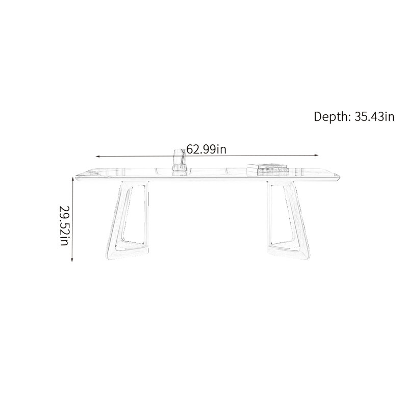 Table de salle à manger Jermani, H 29,52 po x L 62,99 po x l 35,43 po