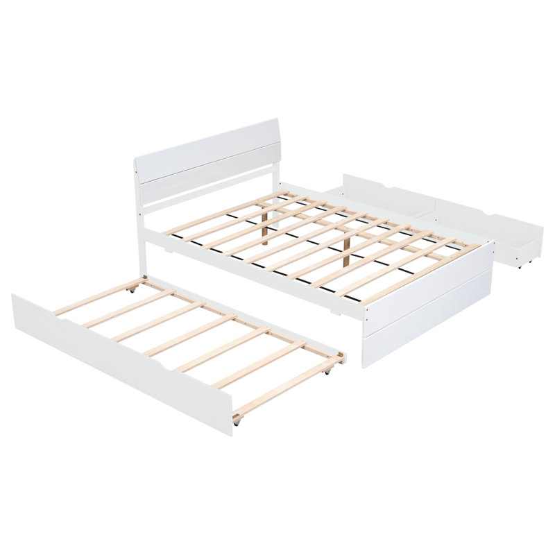 Élégant lit simple blanc crème avec lit gigogne pour lit de taille supérieure, tête de lit ultrabrillante, Twin, Blanc