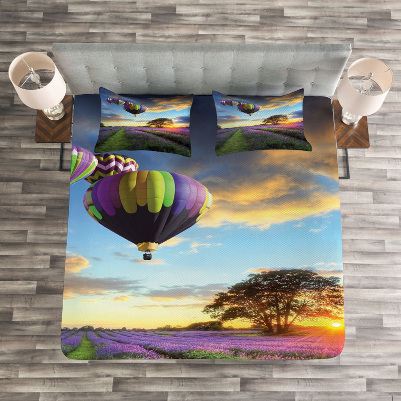 No Pattern Bedspread with Pillow Shams Included, 220 x 264 cm