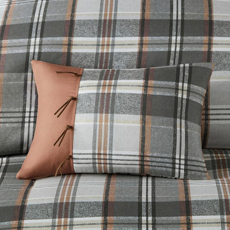 Édredon en microfibre double / grand, imprimé à carreaux, 2 taies décoratives et coussins, literie de sommeil moderne avec rembourrage décoratif, style rétro, lavable à la machine