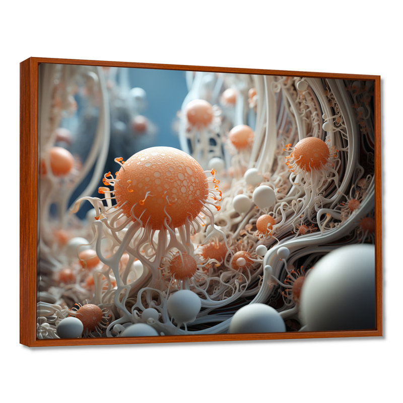 Microcosmos Geography - Abstract Landscape, art mural, H 12 po x l 20 po, Cadre flottant brun