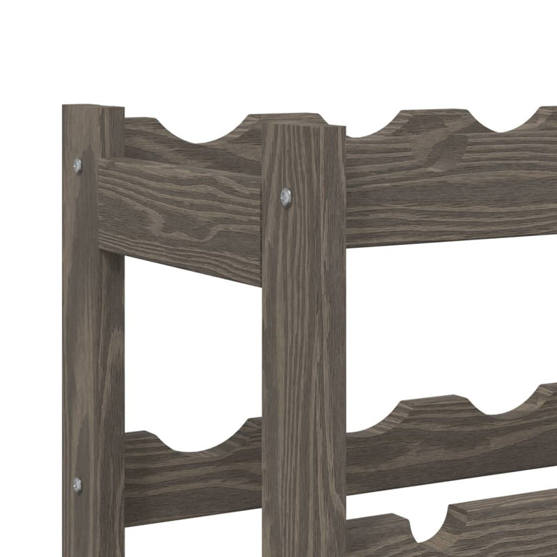 12 Bottle Solid Wood Tabletop Wine Bottle Rack in, Grey