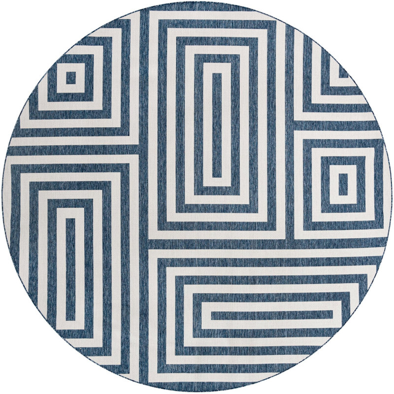 Tapis contemporain de couleur bleue Bello, Rond 12 pi