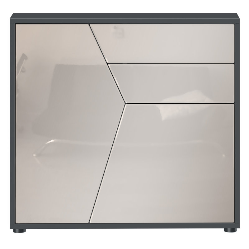 Selleck chest of drawers, Black Matt / Sand Grey High Gloss