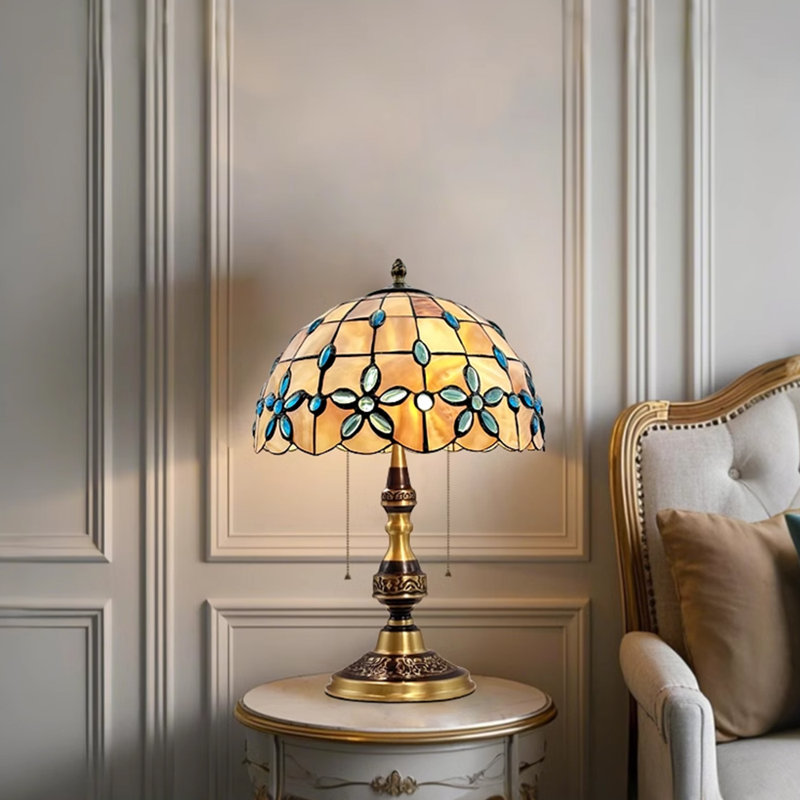 Art Deco Solid Copper Table Lamp With Shell Shade