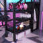 Lit mezzanine en métal peu encombrant avec garde-robe de rangement et design à DEL moderne noir