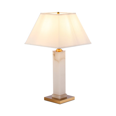Lampe de table blanche et dorée en albâtre, lampe de chevet de luxe moderne pour table de chevet de chambre à coucher, salon ou bureau à domicile