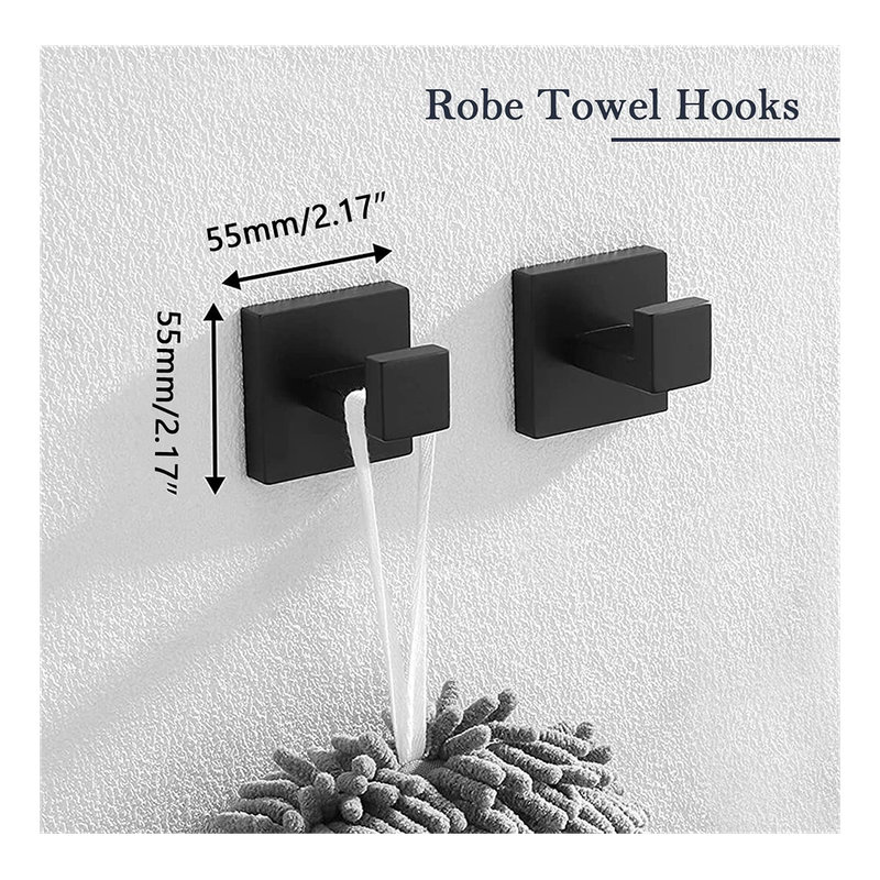 Matte Black 5-Piece Stainless Steel Bathroom Hardware Set