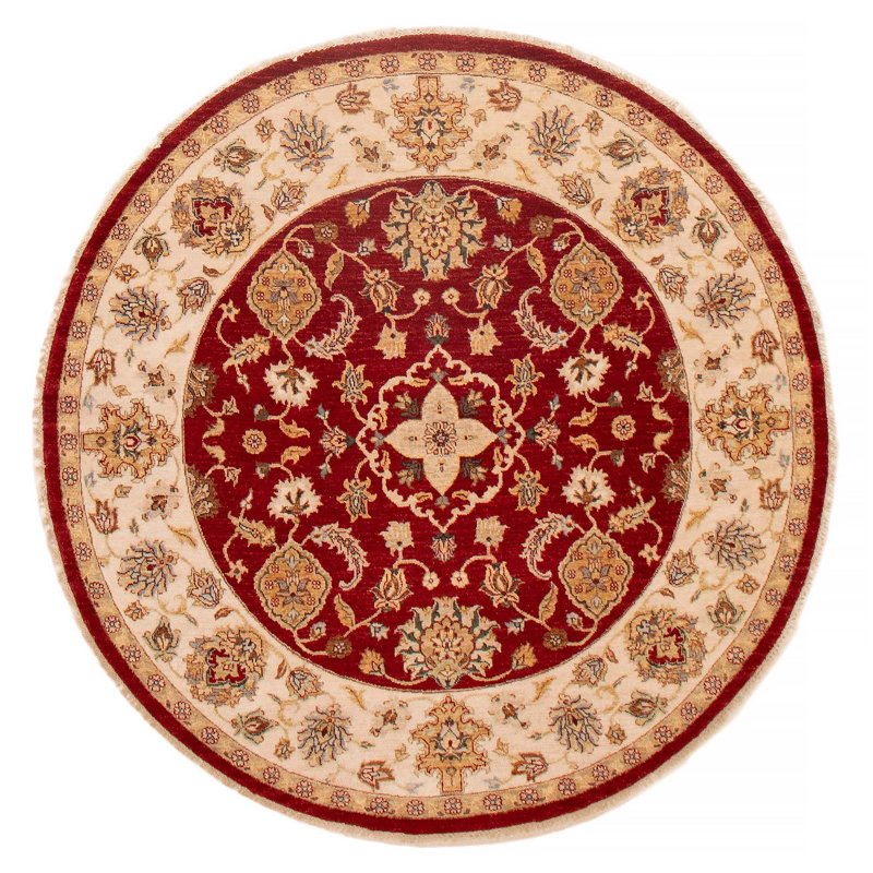 Tapis rouge foncé noué à la main One Of Kind Jamshidpour 6 pi 0 po x 6 pi 0 po