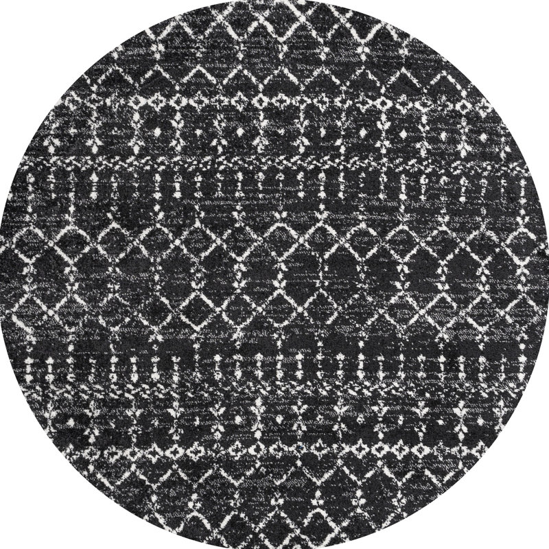 Tapis noir / ivoire Kateshia, Rond 5 pi