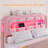 Bed Frame with Storage and LED Lights Charging Station, Velvet Upholstered Girl Bed with Drawer, No Box Spring Needed, Easy Assemble-154195625-154195624