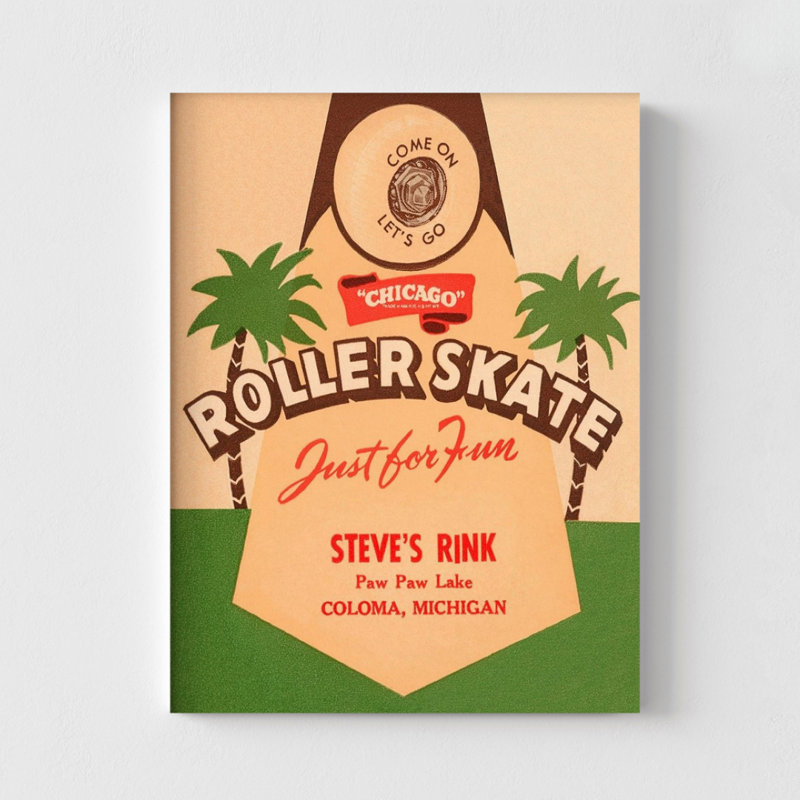 Roller skate Just For Fun par Retrorollers, impression d'affiche rétro de patin à roulettes, idée de décoration de garage, nouveau sous-sol Decor Inspo