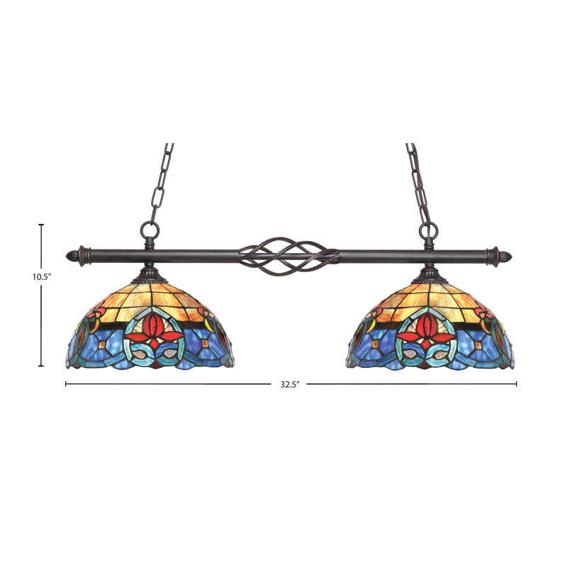 Luminaire pour îlot de cuisine 2 lumières Elegante, fini granit foncé avec verre Sierra 12 po