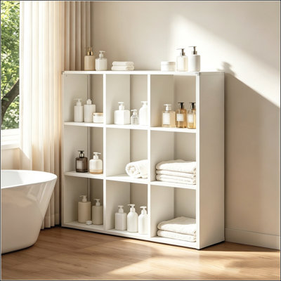 9-Cube Metal Bookshelf, Display Shelf Storage Organizer, Easy Assembly, Durable and Stylish for Modern Homes, White