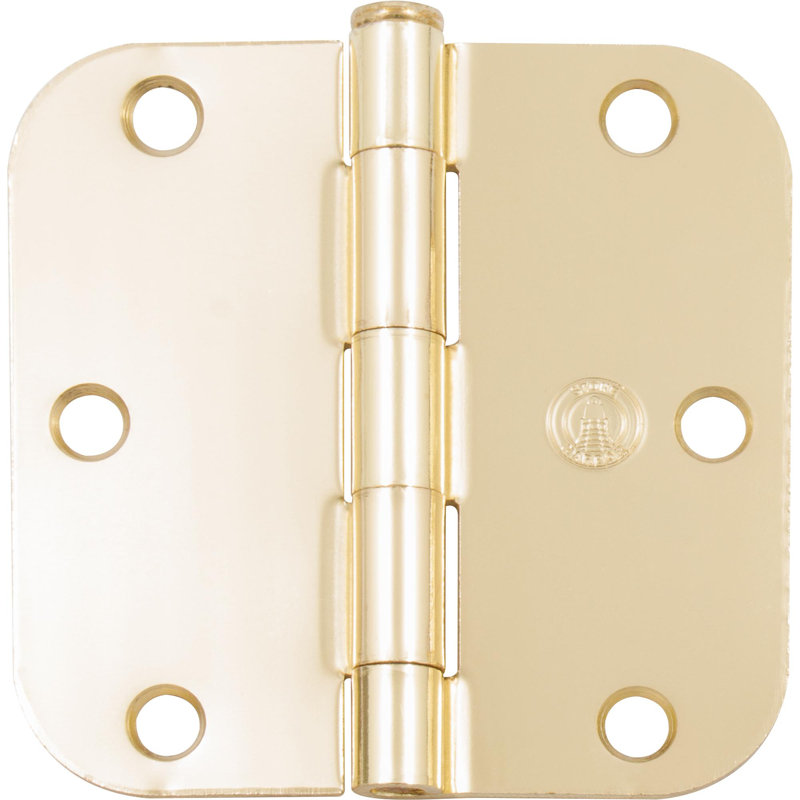Charnière de porte simple à billes H 3,5 po x l 3,5 po, Acier, Laiton poli