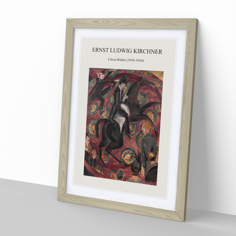 Circus Riders by Ernst Ludwig Kirchner - Single Picture Frame Print on MDF, 65cm H x 48cm W x 2cm D, Oak