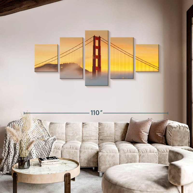 Gate Bridge Sunset Mist, H 42 po x l 92 po