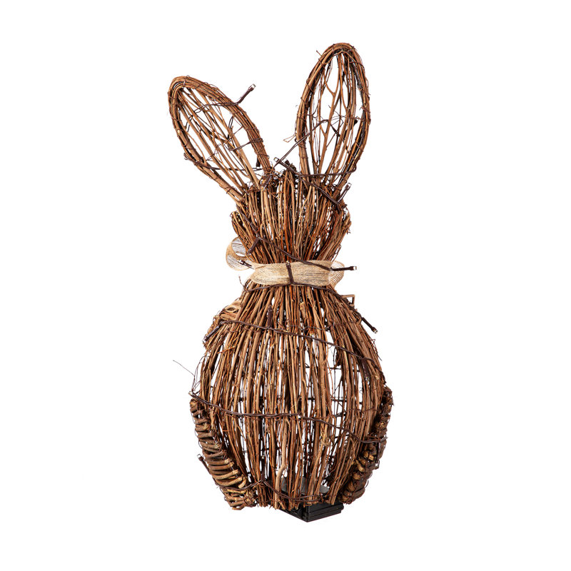 Décoration de Pâques Lapin en rotin à DEL, H 18,5 po