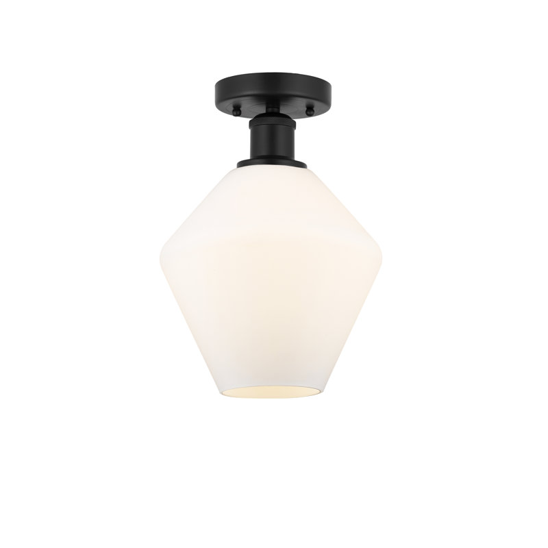 Amylea Glass Semi Flush Mount, Matte Black, Cased Matte White, 11.25"H x 8"W x 8"D