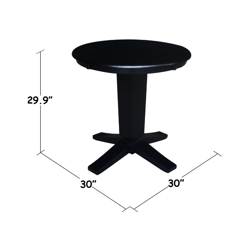 Table de salle à manger Grachan Ronund, H 29,9 po x L 30 po x l 30 po, Noir