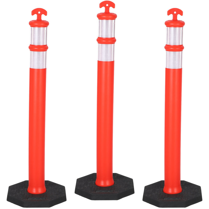 Poteau délinéateur 42 "(paquet de 3), cônes de sécurité avec collier réfléchissant et base lestée, PVC robuste, 3PC