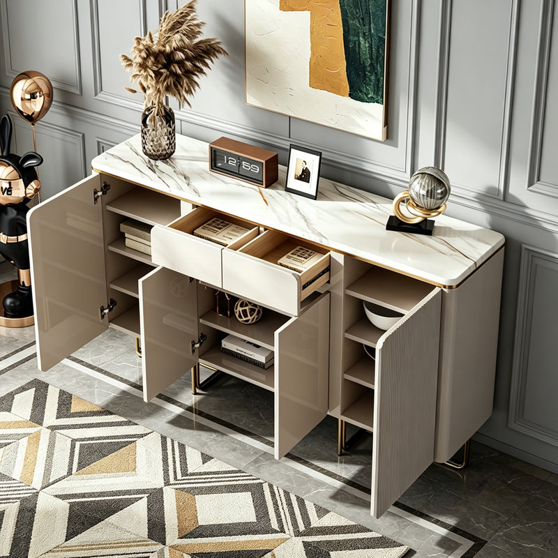 Buffet grande capacité minimaliste de style nordique, H 31,5 po x l 55,12 po x P 15,75 po