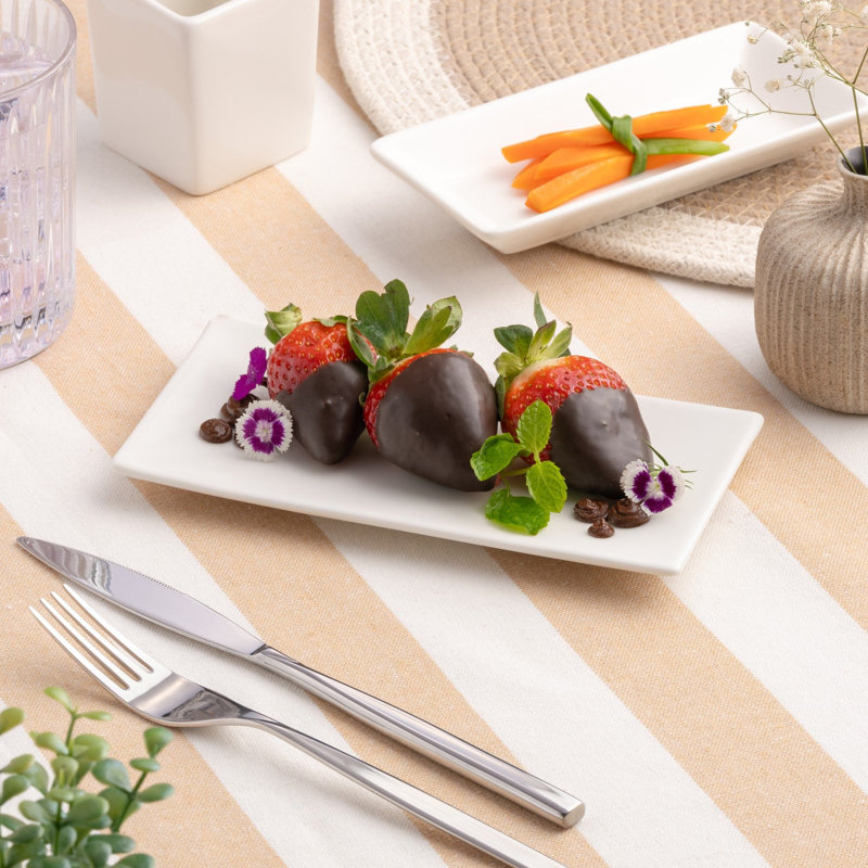 Assiette rectangulaire en porcelaine ivoire, 6.7x3.4x0.5"